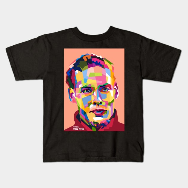 Abstract Virgil van Dijk Kids T-Shirt by smd90